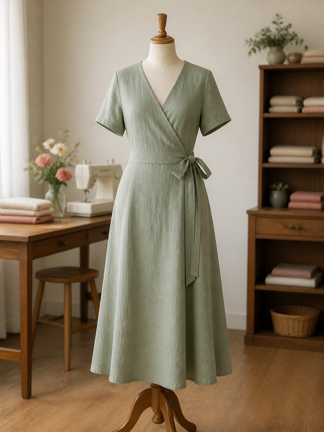 Sage wrap dress sewing pattern